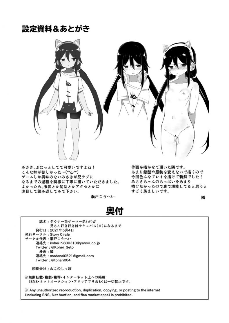 น้อง(ชาย)สาวของผมเป็นซัคคิวบัส [Story Circle (Tonari)] Downer-kei Gamer Otouto ga Nii-san Sukisuki Imouto Succubus ni Naru made – น้อง(ชาย)สาวของผมเป็นซัคคิวบัส [Story Circle (Tonari)] Downer-kei Gamer Otouto ga Nii-san Sukisuki Imouto Succubus ni Naru made หน้า 34
